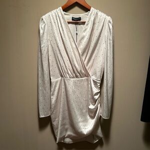 Generation Love Rafael Bone Satin Crystal Embellished Mini Dress NWT